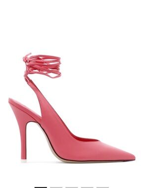 The Attico Coral Pink Pointed-Toe Stiletto Slingbacks with Wrap Straps